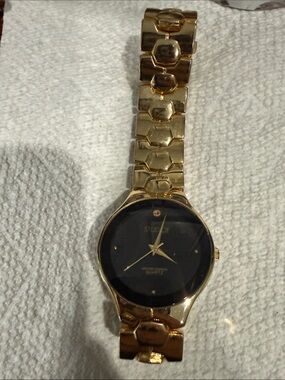 Studio Gold Tone Quilted-Link Watch with Silver Back